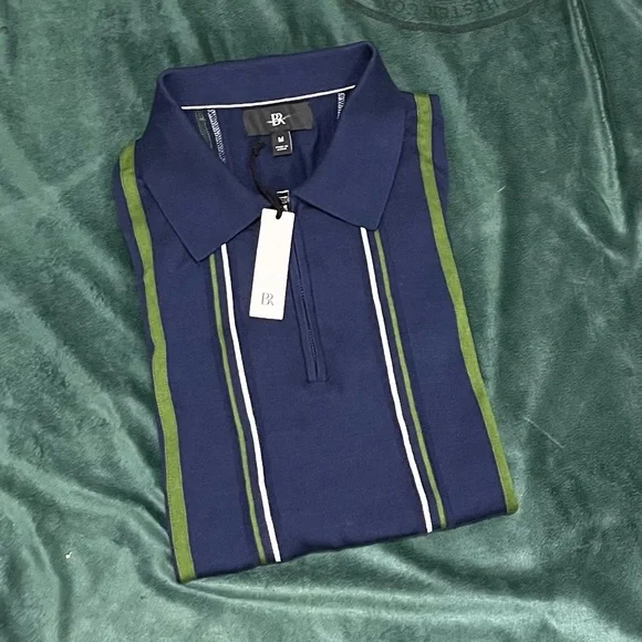 BANANA REPUBLIC COTTON STRIPE SWEATER POLO - Picture 2 of 7